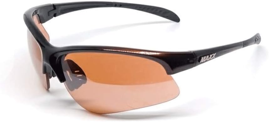 Maxx Domain Golf Sport Riding Sunglasses Black Bronze Frame with High Definition Polarized Amber lens