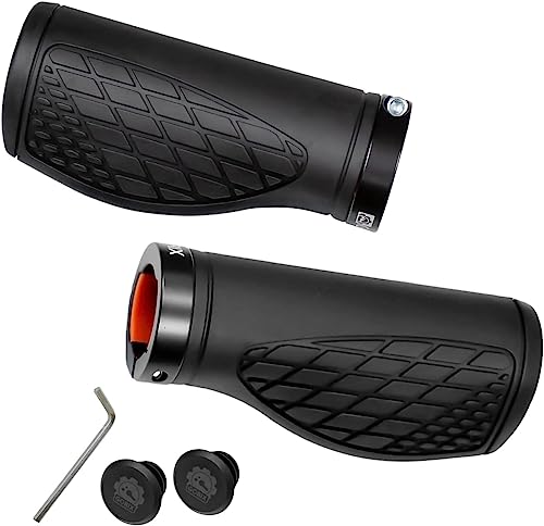 GORIX Bike Ergo Grips Bar End Cycle Lock On Handlebar Mountain Bicycle MTB [95mmｘ95mm・128mmｘ95mm](GX-AGOO) (Black, 95mmｘ95mm)