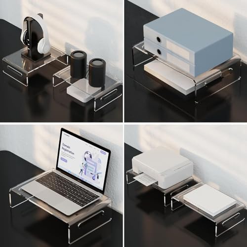 Image of Parikshit Sublimation Acrylic Computer Monitor Riser Stand Holder organizor for Table Desktop Laptop pc Printer tv (16 X 8 X 3 INCH - Style 1)