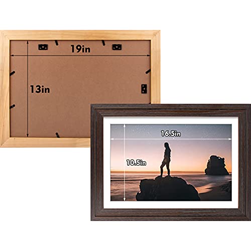 Golden State Art, 13X19 Picture Frame - Displays 11X17 Photo With Mat Or 13X19 Without Mat, Wide Moulding Solid Wood Frame For Wall Display, Distressed Dark Brown #TOP4
