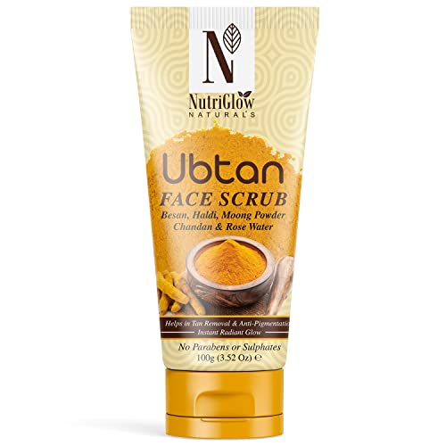 Image of NutriGlow Natural's Ubtan Face & Body Scrub with Besan, Moong Powder for Tan Removal, 100g