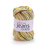 YarnArt Crazy Cotton Acrylic Yarn – Multicolor Soft Knitting & Crochet Yarn for Amigurumi, Baby Clothes, Blankets & Lightweight Summer Projects, 55% Cotton 45% Acrylic, 1.76 Oz (50g), 175 Yds