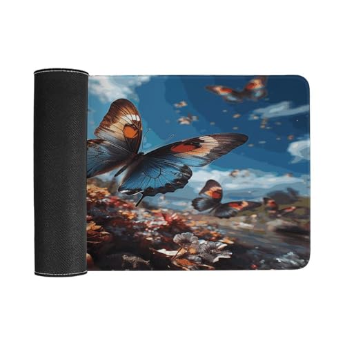 Tapis de bureau papillons imperméable grand format
