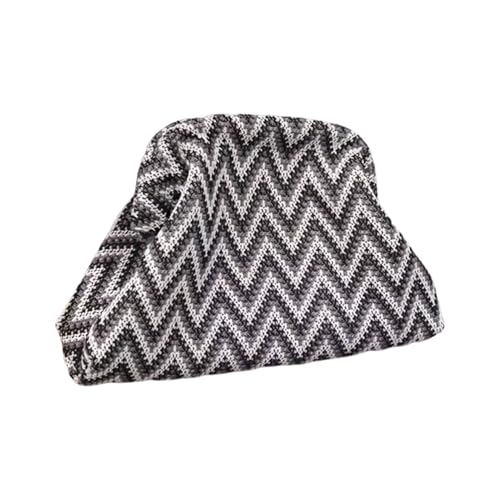 Boho Clutch Bag Knit Evening Party Clutch Purses Women Mini Handbag Beach 2025 Summer Fashion Trends Y2k Accessories (Black)