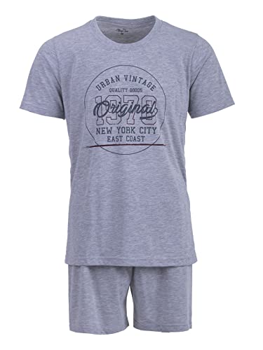 Henry Terre Pyjama pour homme - 2 pièces - Shorty vintage - Grande taille, gris, XXL Cover