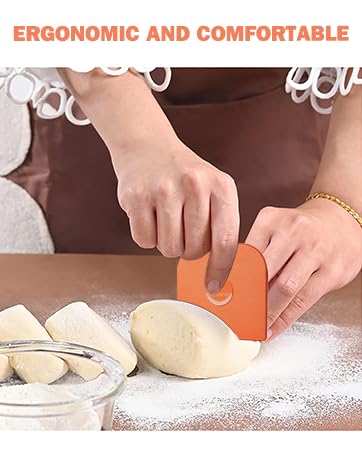 Image of Pan Scraper, 10 Pcs Plastic, Non Scratch for Cast Iron, Pot and Pan Cleaning, Sturdy Scraper Kitchen Tool-Orange