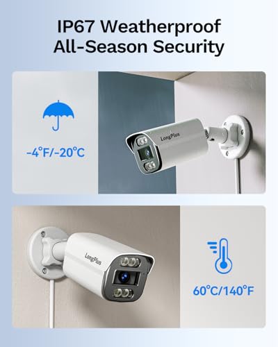 Image of LongPlus 8MP 4K UHD Poe Wired Security Camera Outdoor for Security Cameras System, Cameras for Outdoor Home Security Spot Lights Color Night Vision, Strobe Light Alarm & Sound CP8B2SE
