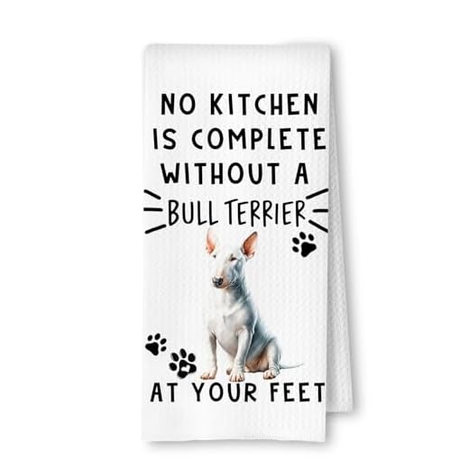 ArtisaEura Bull Terrier Waffle Funny Dog Kitchen Towels - Bull Terrier Waffle Weave Dish Towels,A Kitchen is Not Complete Dish Towel for Home Bathroom Decor,Dog Lovers Gift,16×24 Inch