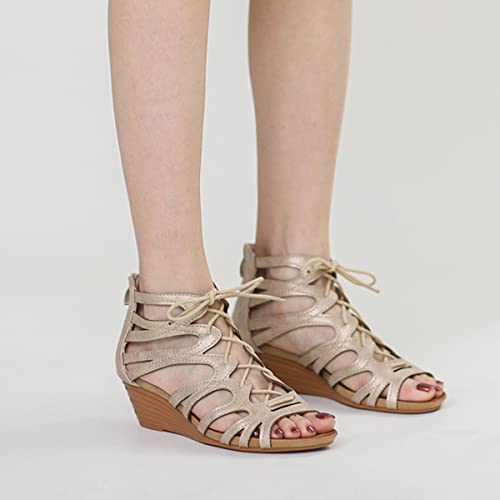 Scaoruki Women Gladiator Sandals Retro Wedge Heel3