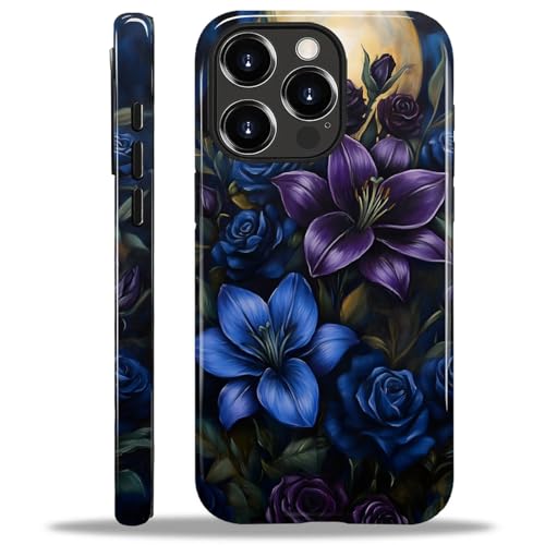 ANLUN STORE Case for iPhone 13 Pro Max, Hybrid Dual Protection Soft TPU + Hard PC Shockproof Cover Anti-Scratch & Slim Protective for Men Women Case Gothic Moonlit Floral Flower Design