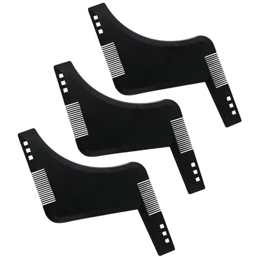 Stencil per Barba,3 PCS Pettine Stencil Barba Signori Pizzetto Collo Sagome per Barba Styling Tool Pettine di Guida per Rasatura Della Barba per Uomini in Nero