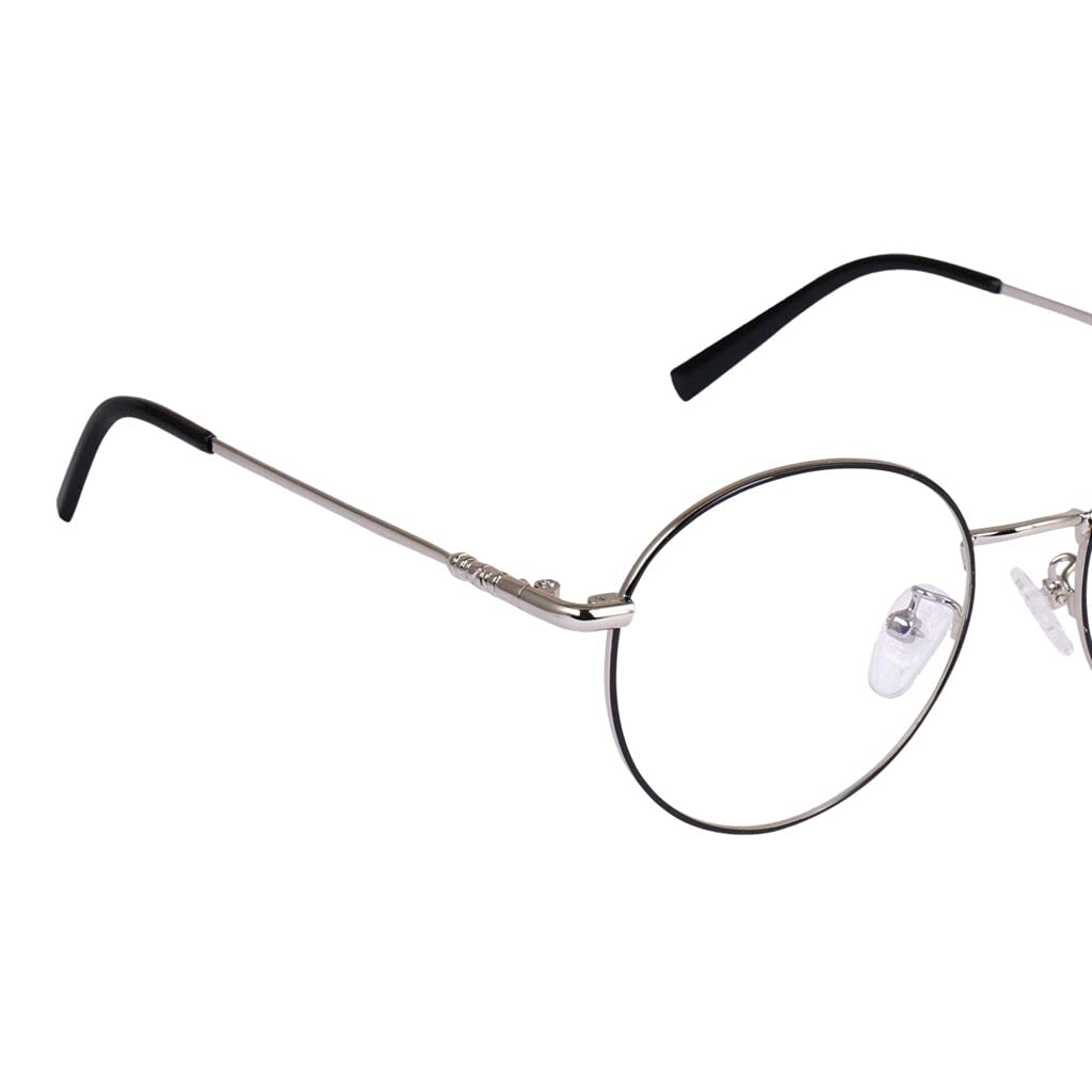 Roshfort Men Women Round Lightweight Spectacle Frame Eyeglasses UV Protection Anti Eye strain Computer Glasses (Silver Black, B-3) - Image 6 thumbnail
