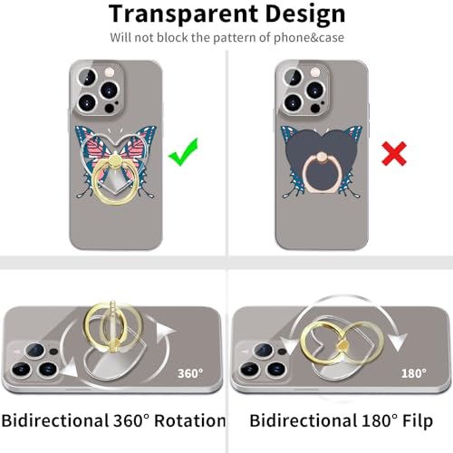 Anneau support transparent pour smartphone avec rotation libre pour iPhone et Samsung