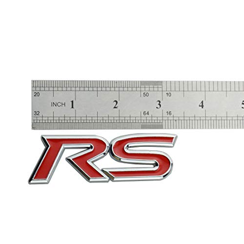 Image of Door Fender Tailgate Nameplate Emblems 3D Metal Badge Logo Letters Compatible with Rs R S 2PC (Silver Red)