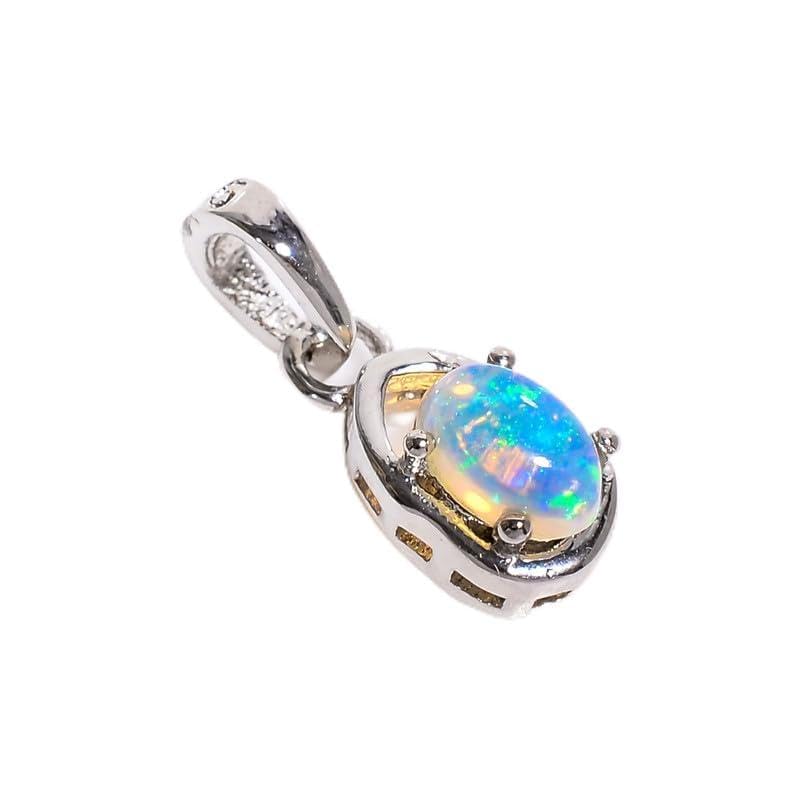 Pendentif en opale éthiopienne naturelle cabochon ovale argent 925