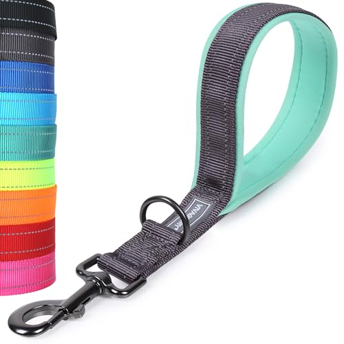 VIVAGLORY Short Dog Leash Closelyt Traffic Leash for Dog, 12in, Grey