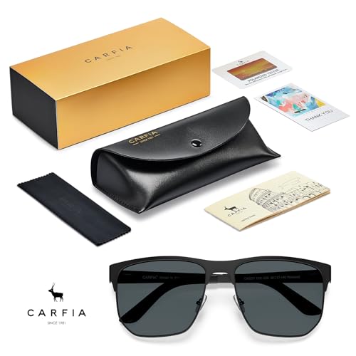 Image of CARFIA Square Driving Polarized Sunglasses for Men Spring Hinge Eyewear CA5227