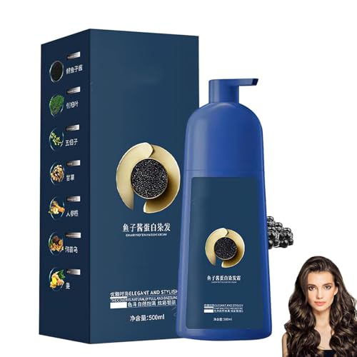 Champú para teñir el cabello Qiweitang, color negro y castaño, tinte con proteína de caviar para hombres y mujeres, fórmula vegetal natural para canas, acondicionador nutritivo. (Dark Brown)