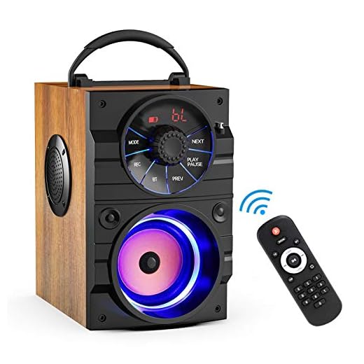 Portable Bluetooth Speakers with Subwoofer Rich Bass Wireless Stereo Outdoor/Indoor Party Speakers Support Remote Control FM Radio TF Card LCD Display for Home Party Smartphone Computer PC