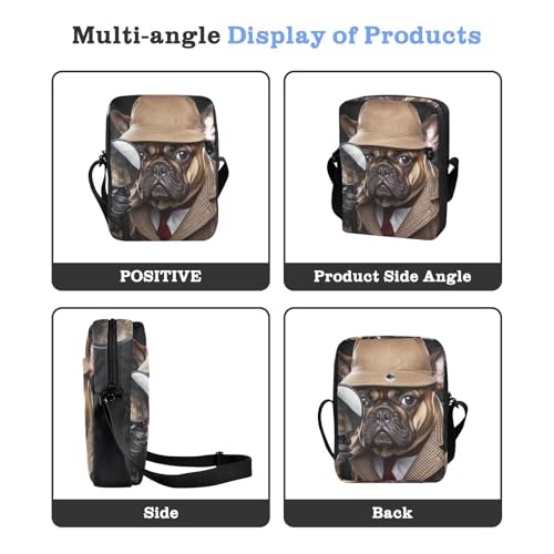 Crossbody Sling Bag for Women Men, Zipper Closure Messenger Bags Dog-detective Print with Card Phone Passport Compartment 6.6×9.4×2.5 IN4