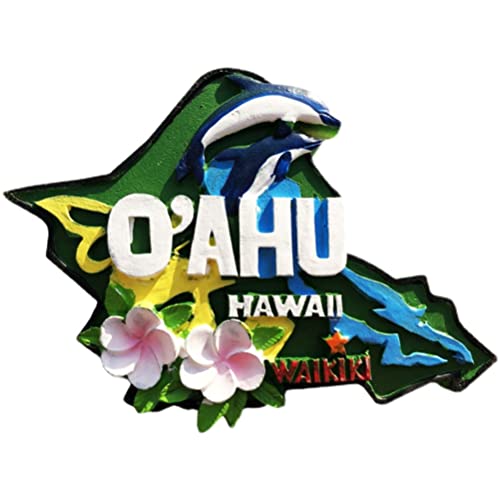 Imán decorativo para refrigerador O'ahu Waikiki Hawaii 3D