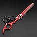 Forbici Professionali per Tagliare i Capelli - 7 Pollici, Acciaio Giapponese 440C, Rosse, Forbici da Barbiere per Tagliare e sfoltire i Capelli, Forbici da Parrucchiere immagine