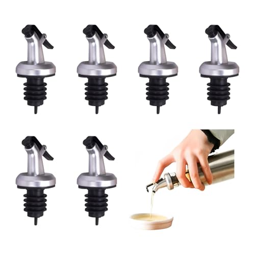 Lot de 6 Bec Verseur Refermable en Inox, Distributeurs De Bouchon De Bouteille, Bec Verseur Bouchon Alcool Bouteille, Parfait pour la Cuisine et le Bar