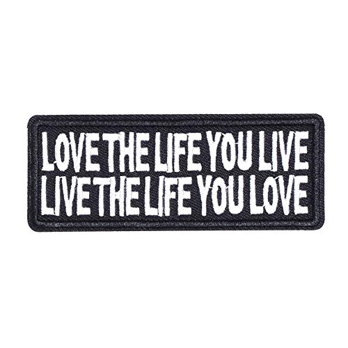 U-Sky Sew or Iron on Clothing Patches, 3pcs Funny Patches Love The Life You Live, Live The Life You Love Iron Patches for Motorcycle Biker Jackets, Jeans, Vest, Backpacks, Size: 3.97x1.57 Inch - Thumbnail 2