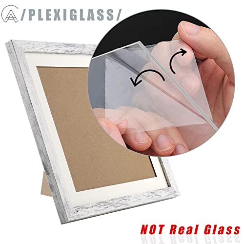 Aevete Distressed White 10X10 Picture Frames Square With 8X8 Mat For Wall Tabletop #TOP6