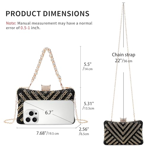 Image of RNIEGA Rhinestone Clutch Purse for Women Sparkly Evening Handbag Bridal Purse Crossbody Shoulder Bag with Detachable Chain