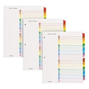 Oxford OneStep Binder Dividers, 31 Tab Daily Divider Sets, Customizable Table of Contents, Reversible Multicolor Tabs…