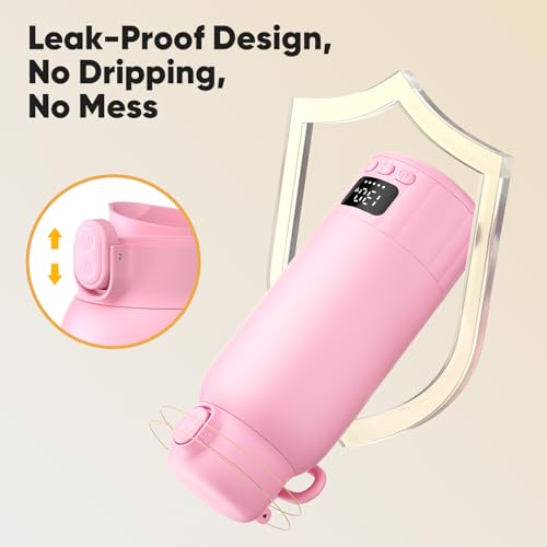 Image of Portable Bottle Warmer for Travel, Fast Heating Milk Warmer On The Go, 17 OZ Water Warmer for Milk, Formula, Water, Temp Control 98F -131F, Baby Essentials for Outdoor Airplane Car Journey, Pink