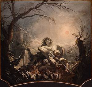 Peinture à l'huile Allegory de Winter par Jacques de La Joue Le Jeune 12x16