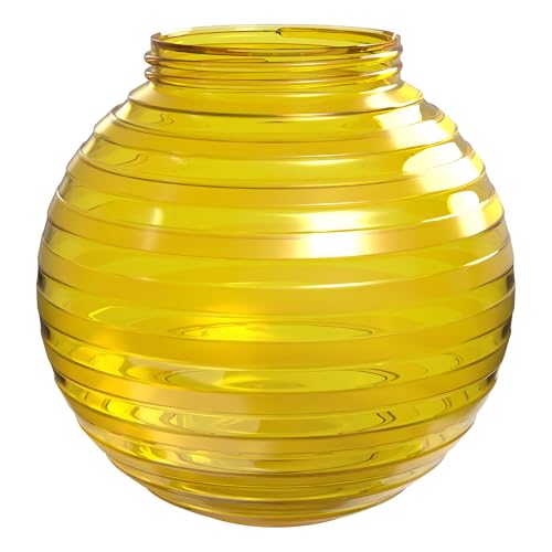 Image of KASTLITE 6 inch Globe Light Bulb Cover with 3.25 inch Threaded Screw-in Neck - Acrylic Plastic Replacement for Ceiling Lamp Shades, Outdoor Mood Lighting Fixtures & Camper Awning Lights - Yellow, Striped