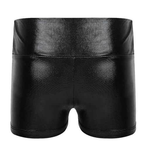 Kids Girls Shiny Metallic Dance Workout Booty Shorts High Waist Boy-Cut Bottoms Gym Sports Activewear2