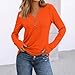 Women Long Sleeve 2025 Fall Shirts Loose Fit V Neck Button Pullover Casual Comfy Solid Color Lightweight Tops