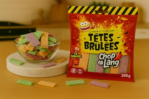 Tetes Brulées - CHOP TA LANG - lanieres acidulées - 200 grammes - Bonbons ultra acide - 084