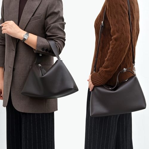Image of DONNAIN Premium Full-Grained Leather Crossbody Bags for Women, Slouchy Shoulder Bag with Adjustable Strap and Tote Handbag