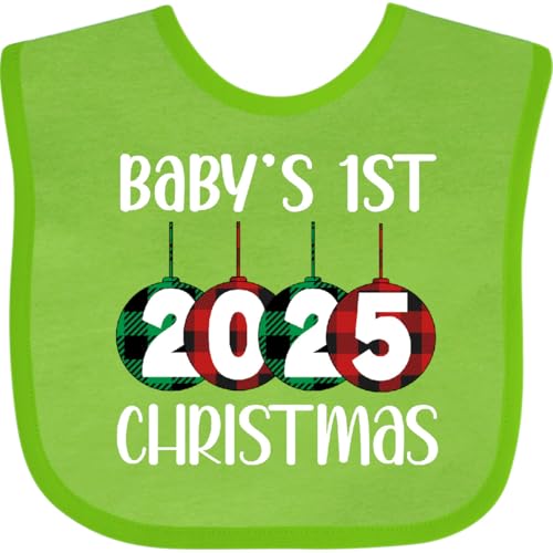 inktastic 2025 Babys 1st Christmas Baby Bib