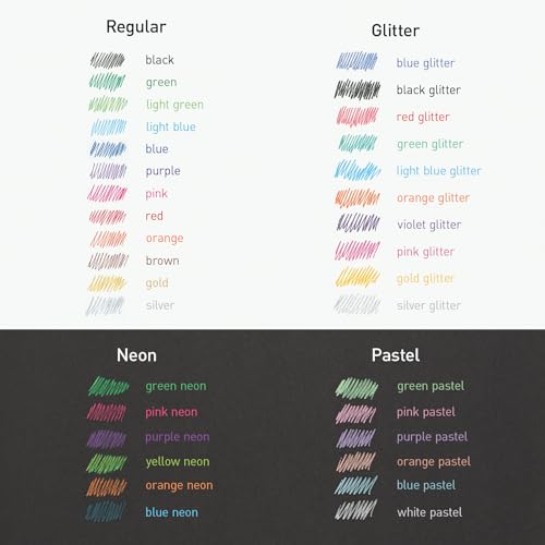 Pentonic Canetas de gel, 36 unidades, 36 cores sortidas (cores sortidas, néon, pastel e glitter), po