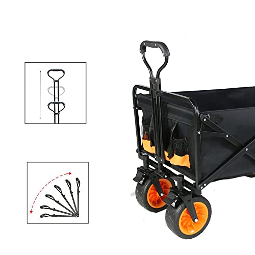 Carretilla plegable portátil para camping al aire libre con capacidad de 100kg, freno, manija ajustable y ruedas de PVC miniatura 5