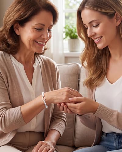 Image of Mother Daughter Bracelets Set for 2 Matching Heart Bracelets for Mother and Daughter to My Mom Bracelet Birthday Mothers Day Gifts for Mom Daughters