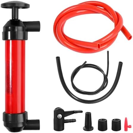JUSTTOP Car Siphon Fluid Transfer Pump, Multi-Use Fuel Transfer Siphon Hand Pump Oil Extractor Tool, Manual Siphon Fluid Transfer Pump Kit for Gasoline Water Oil, Car Accessories