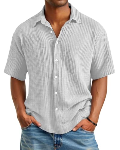 Onsoyours Uomo Camicia Manica Corta con Bottoni Casual Camicia da