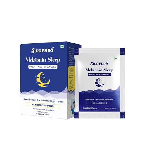 Image of Melatonin Sleep Granules 10mg, Non-Habit Forming Dietary Supplement, Mouth-Melt Granules for Nighttime Relaxation Blueberry Flavor, for Men & Women (Pack of 3)