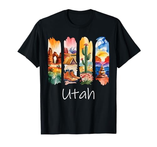 Utah Brushstroke Arches National Park Hiking Boots Cactus T-Shirt