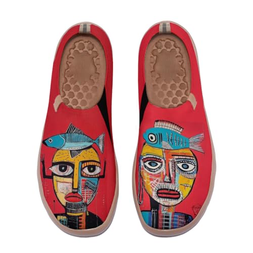 Streetsavour Women's Bold Painting Slip On Loafers Lightweight Colorful Casual