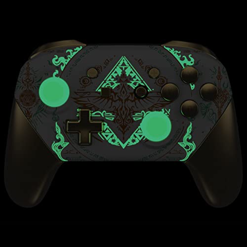 eXtremeRate Glow in Dark - Totem of Kingdom White Faceplate Backplate Handles for Nintendo Switch Pro Controller, Soft Touch Replacement Grip Housing Shell Cover and Buttons for Nintendo Switch Pro - Image 3