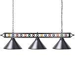 Pool Table Lights, Wellmet 59 inch Billiard Table Light with 3 Metal Shades, Adjustable Snooker Pool Table Lighting with Metal Billiard Decor, Perfect for Game Room, 6ft 7ft 8ft Billiard Pool Tables