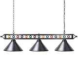 Pool Table Lights, Wellmet 59 inch Billiard Table Light with 3 Metal Shades, Adjustable Snooker Pool Table Lighting with Metal Billiard Decor, Perfect for Game Room, 6ft 7ft 8ft Billiard Pool Tables